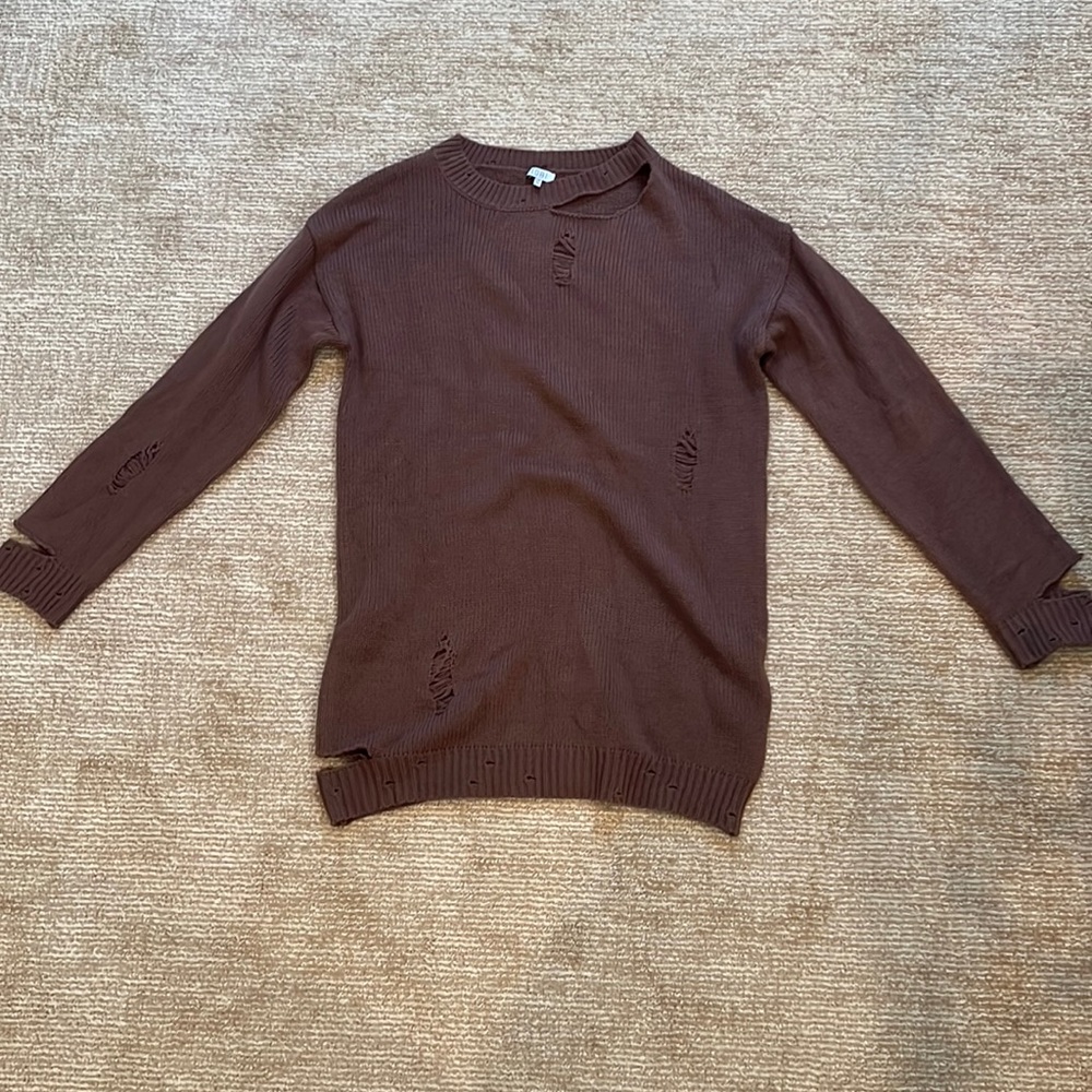 Plum Distressed Sweater Dress Size Large